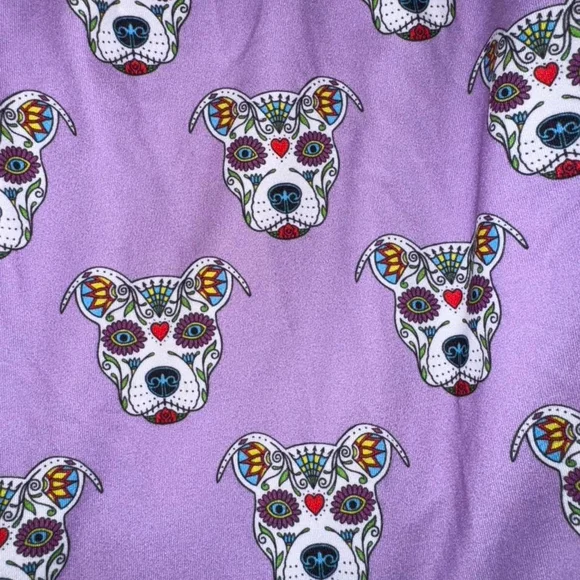 Pitbull Clothing Co Purple and black sugar skull pitbull dog pajama pants - Picture 3 of 3